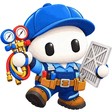 HVAC technician with air filter and gauges