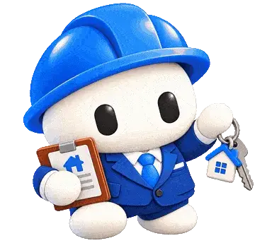 Contractor with clipboard and house model